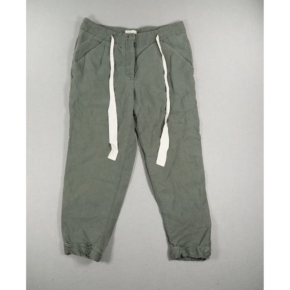 Aritzia Wilfred Allant Pant Linen Lyocell Green Drawstring Size 4
